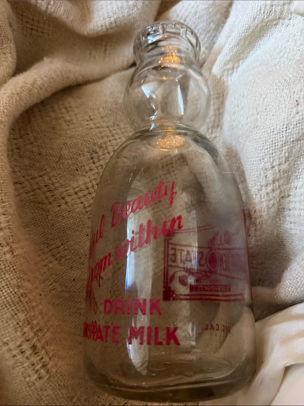 Vintage Clear Glass Milk Bottle